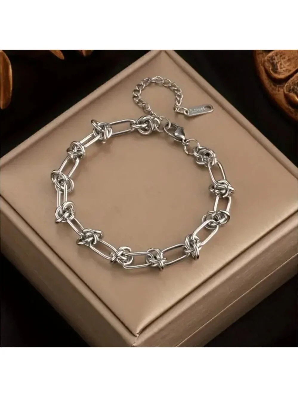 Stainless Steel Solid Color Buckle Bracelet Unisex